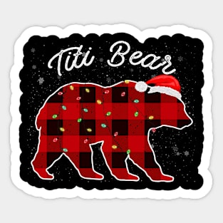 Titi Bear Santa Christmas Pajama Red Plaid Buffalo Family Funny Sticker